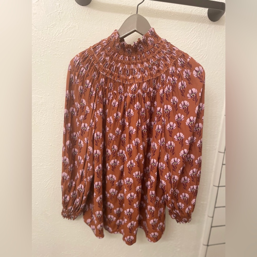 Zara floral long sleeve blouse